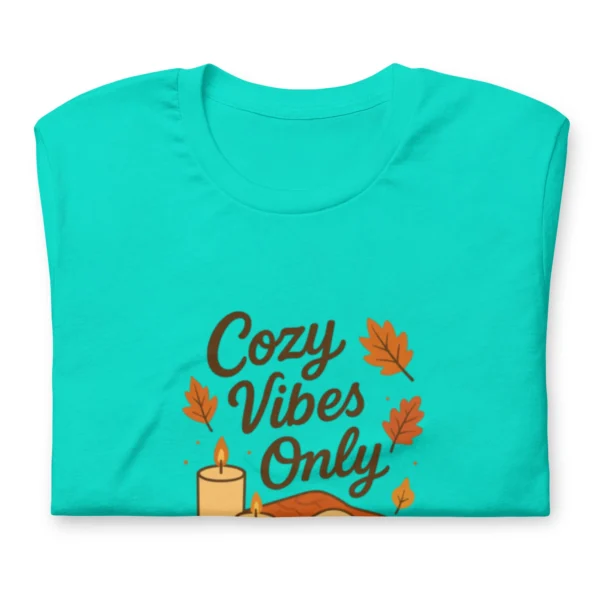 Cozy Vibes Only T-Shirt – Autumn Aesthetic Book & Candle Tee