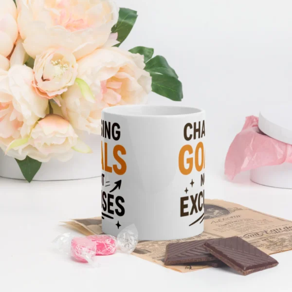 Chasing Goals Not Excuses Mug – Motivational Coffee Cup for Dreamers & Doers