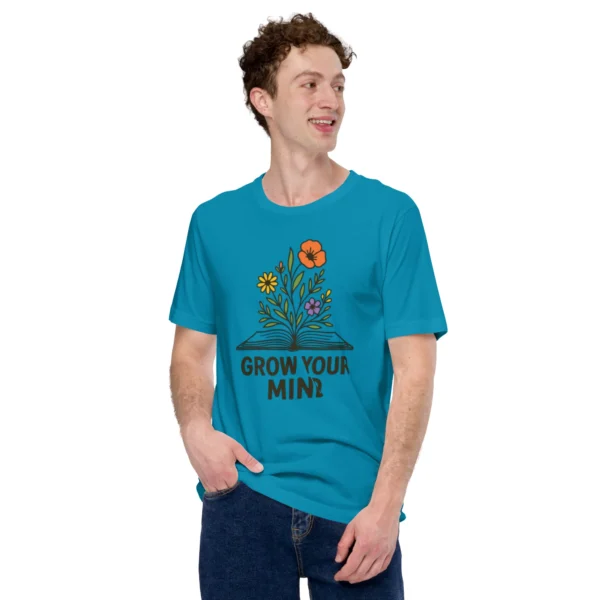 Grow Your Mind T-Shirt – Floral Book Lover Tee for Dreamers & Readers