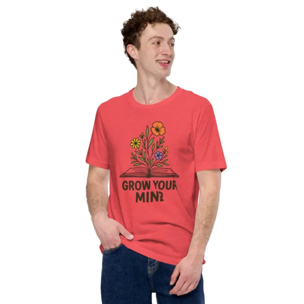 Grow Your Mind T-Shirt – Floral Book Lover Tee for Dreamers & Readers