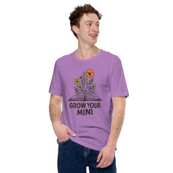 Grow Your Mind T-Shirt – Floral Book Lover Tee for Dreamers & Readers