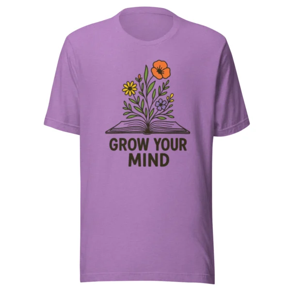 Grow Your Mind T-Shirt – Floral Book Lover Tee for Dreamers & Readers