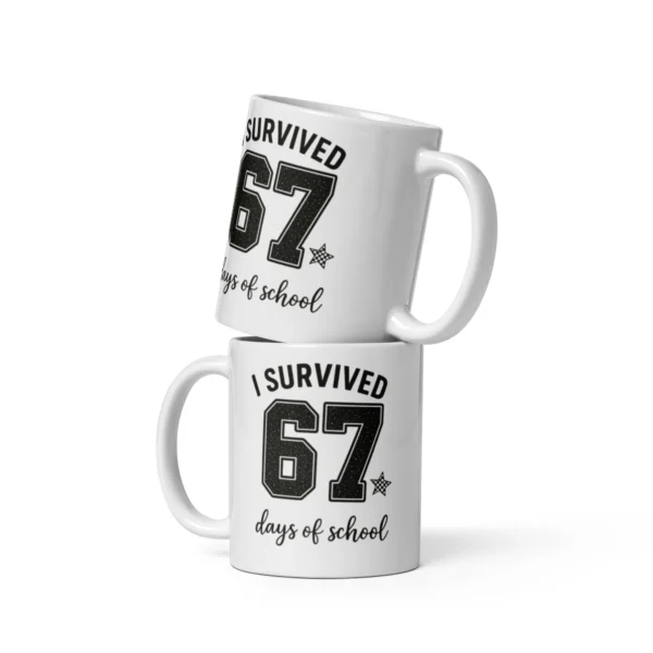 I Survived 67 Days of School Mug – Funny School Milestone Ceramic Cup