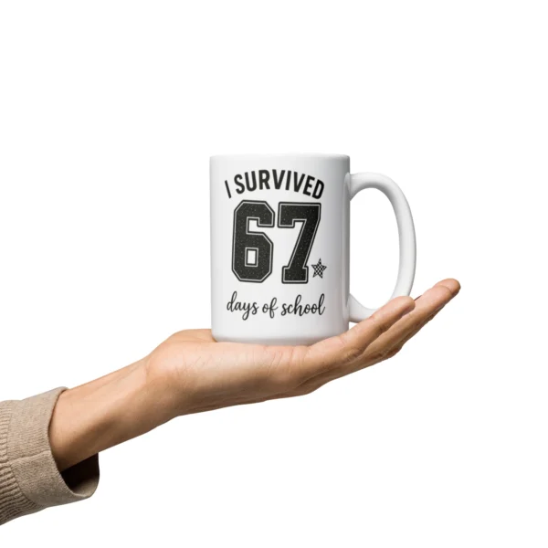 I Survived 67 Days of School Mug – Funny School Milestone Ceramic Cup