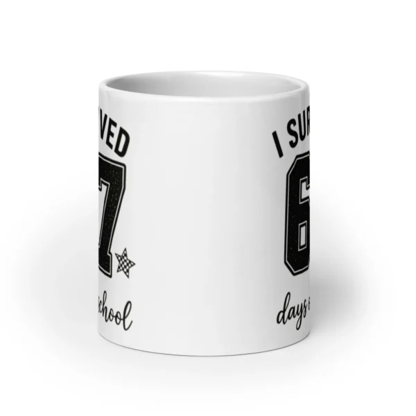 I Survived 67 Days of School Mug – Funny School Milestone Ceramic Cup