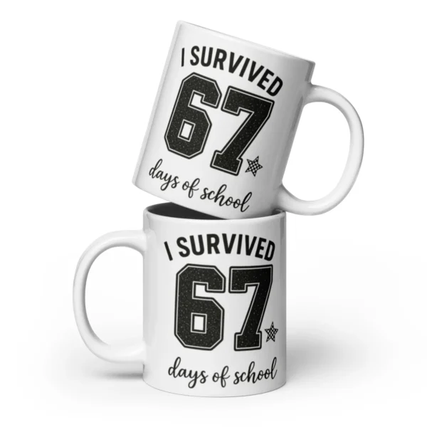 I Survived 67 Days of School Mug – Funny School Milestone Ceramic Cup