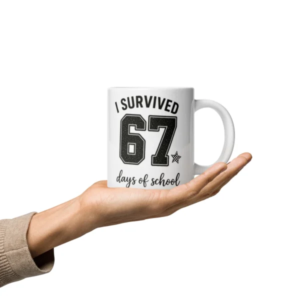 I Survived 67 Days of School Mug – Funny School Milestone Ceramic Cup