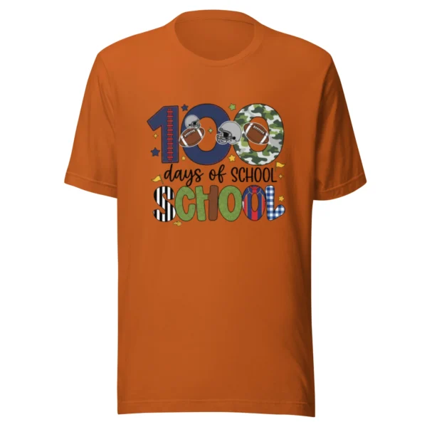 100 Days of School Football Shirt - Cute School Celebration Tee