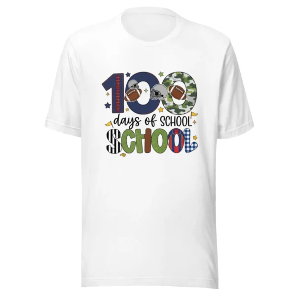 100 Days of School Football Shirt - Cute School Celebration Tee