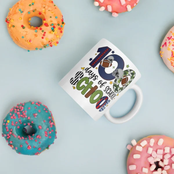 100 Days of School Football Mug – Fun School Milestone Coffee Cup