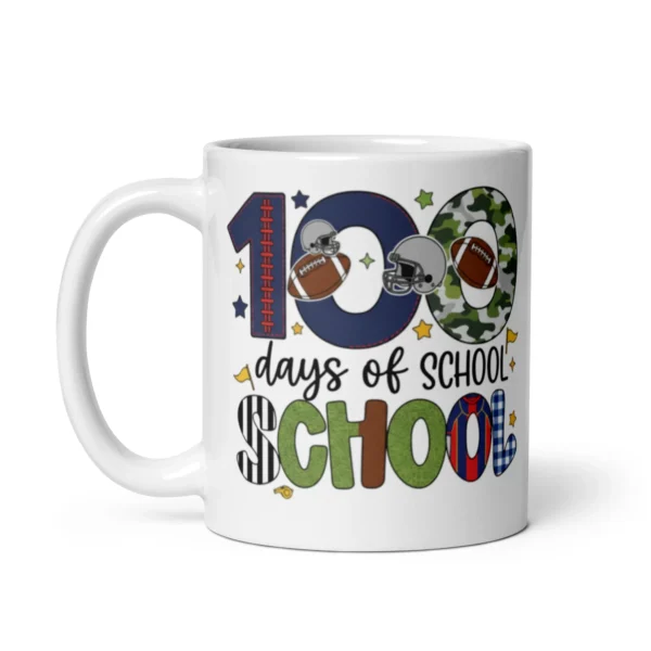 100 Days of School Football Mug – Fun School Milestone Coffee Cup