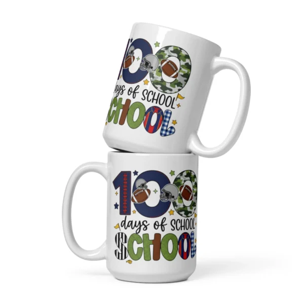 100 Days of School Football Mug – Fun School Milestone Coffee Cup