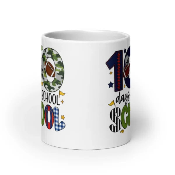 100 Days of School Football Mug – Fun School Milestone Coffee Cup