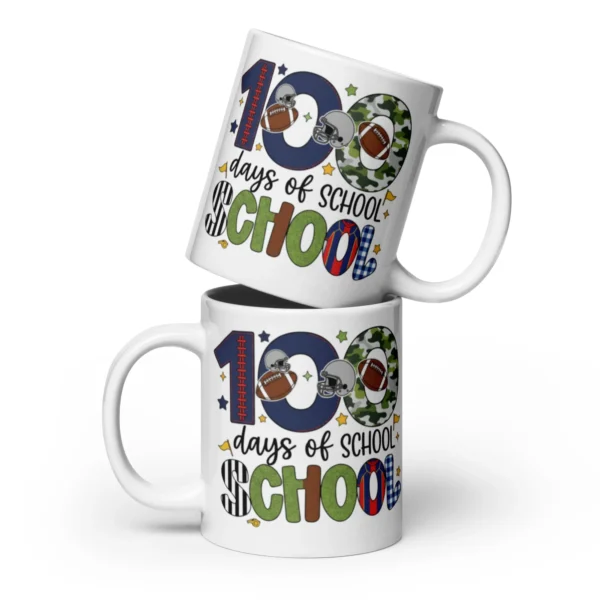100 Days of School Football Mug – Fun School Milestone Coffee Cup