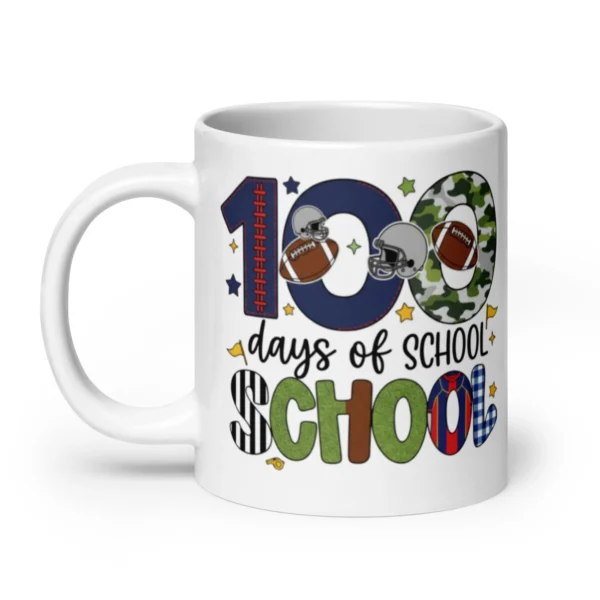 100 Days of School Football Mug – Fun School Milestone Coffee Cup