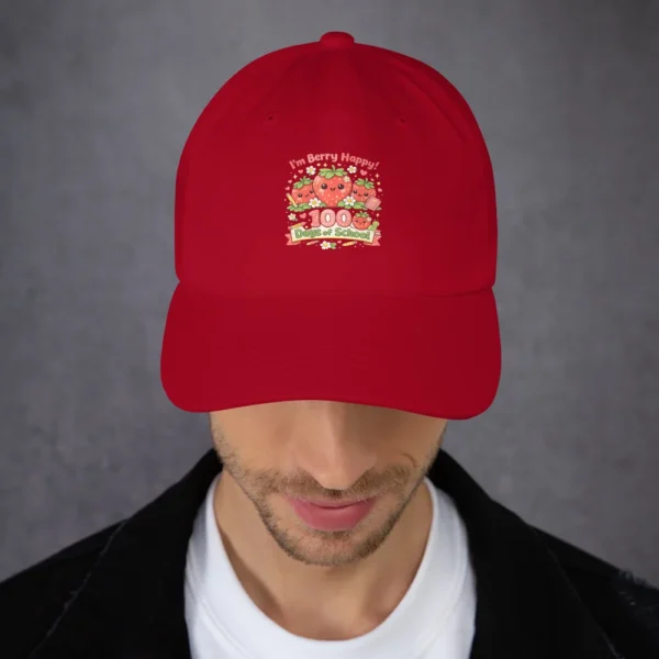 I’m Berry Happy 100 Days of School Dad Hat – Cute Strawberry Baseball Cap