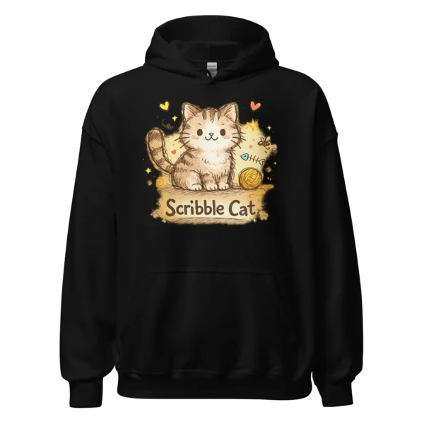 Scribble Cat Hoodie – Abstract Line Art Cat Sweatshirt for Cat Lovers