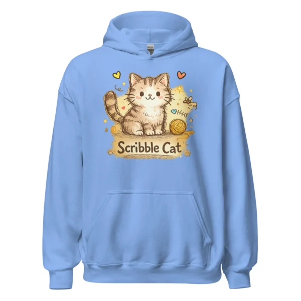 Scribble Cat Hoodie – Abstract Line Art Cat Sweatshirt for Cat Lovers