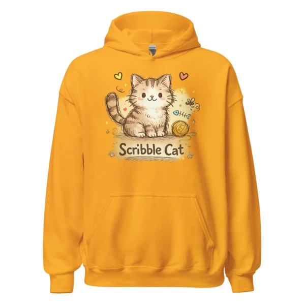 Scribble Cat Hoodie – Abstract Line Art Cat Sweatshirt for Cat Lovers