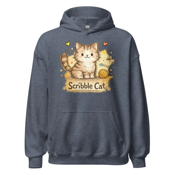 Scribble Cat Hoodie – Abstract Line Art Cat Sweatshirt for Cat Lovers