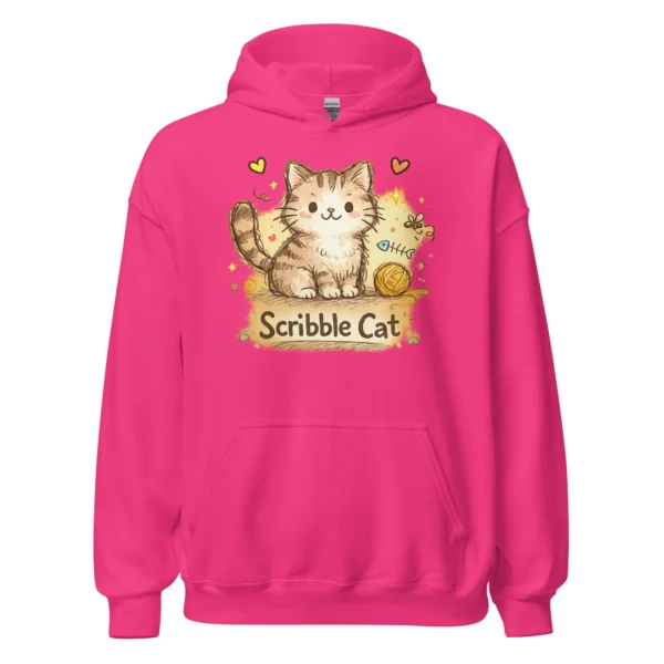 Scribble Cat Hoodie – Abstract Line Art Cat Sweatshirt for Cat Lovers