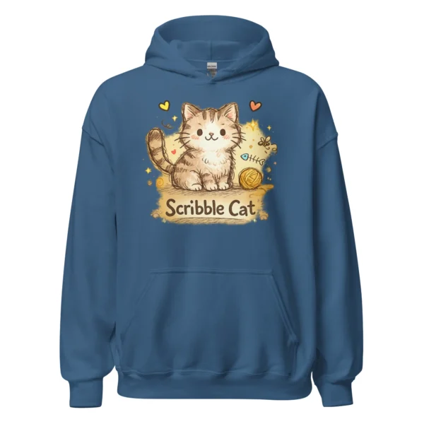 Scribble Cat Hoodie – Abstract Line Art Cat Sweatshirt for Cat Lovers