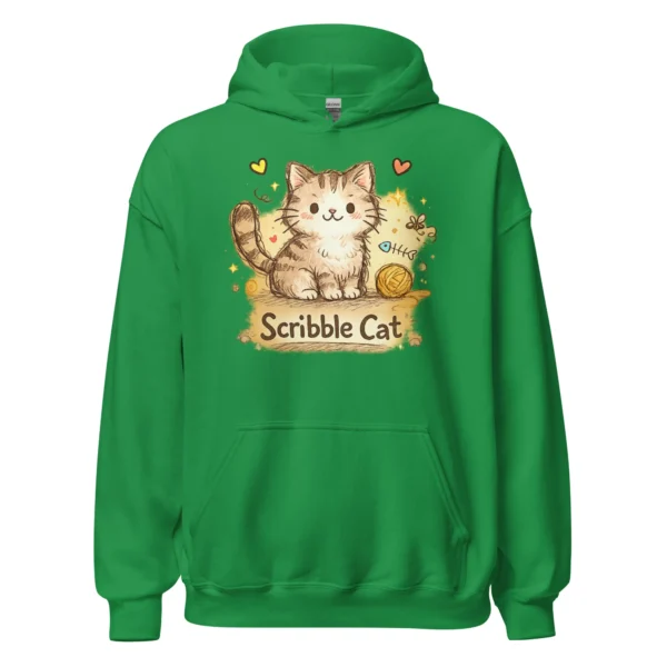Scribble Cat Hoodie – Abstract Line Art Cat Sweatshirt for Cat Lovers
