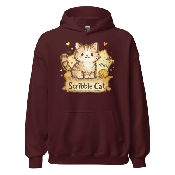 Scribble Cat Hoodie – Abstract Line Art Cat Sweatshirt for Cat Lovers