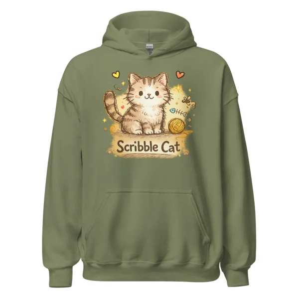 Scribble Cat Hoodie – Abstract Line Art Cat Sweatshirt for Cat Lovers