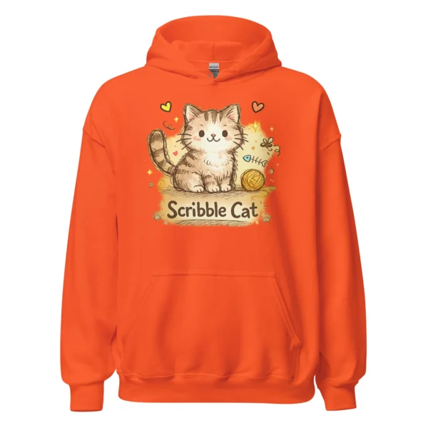 Scribble Cat Hoodie – Abstract Line Art Cat Sweatshirt for Cat Lovers