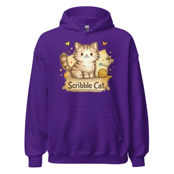 Scribble Cat Hoodie – Abstract Line Art Cat Sweatshirt for Cat Lovers