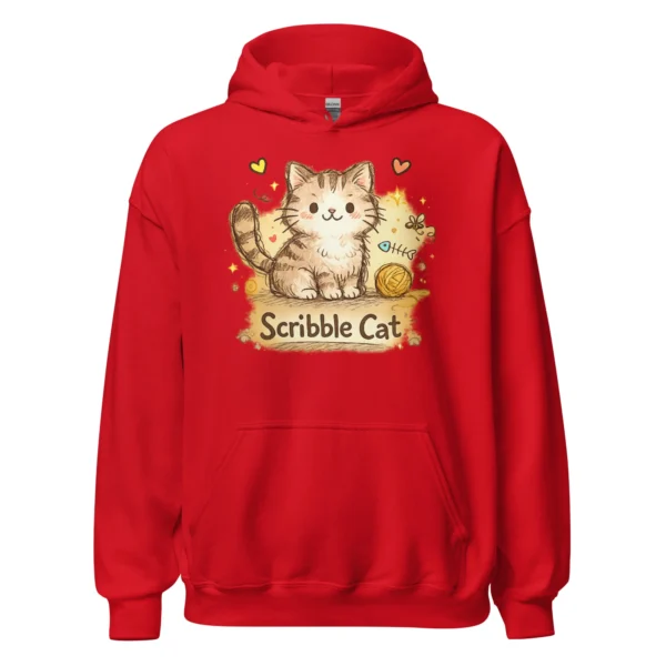 Scribble Cat Hoodie – Abstract Line Art Cat Sweatshirt for Cat Lovers