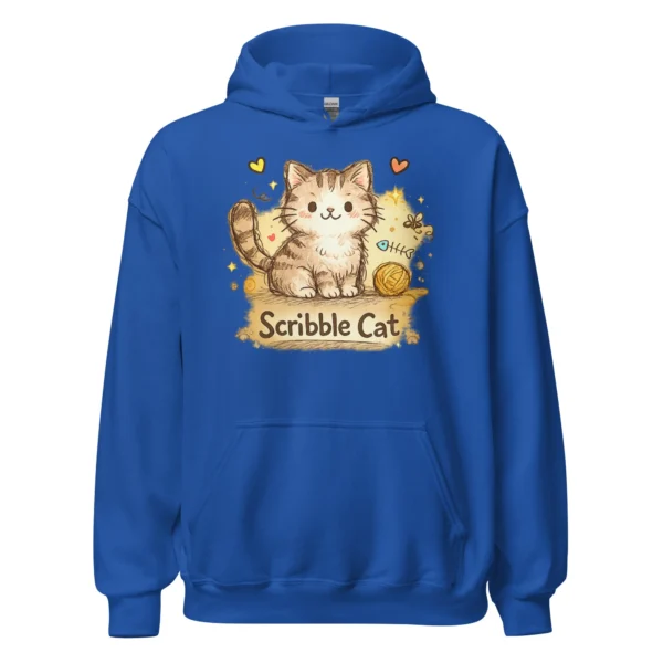 Scribble Cat Hoodie – Abstract Line Art Cat Sweatshirt for Cat Lovers