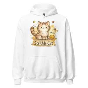 Scribble Cat Hoodie – Abstract Line Art Cat Sweatshirt for Cat Lovers