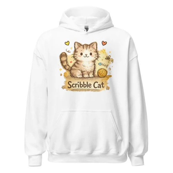 Scribble Cat Hoodie – Abstract Line Art Cat Sweatshirt for Cat Lovers