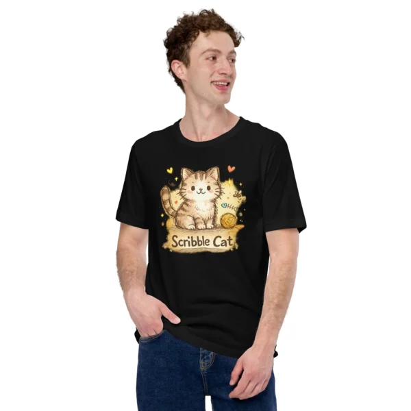 Scribble Cat T-Shirt – Artistic Hand-Drawn Cat Line Art Graphic Tee