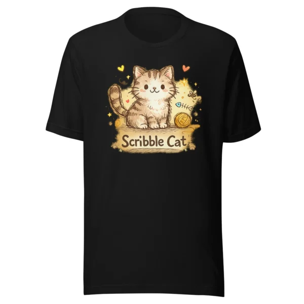 Scribble Cat T-Shirt – Artistic Hand-Drawn Cat Line Art Graphic Tee