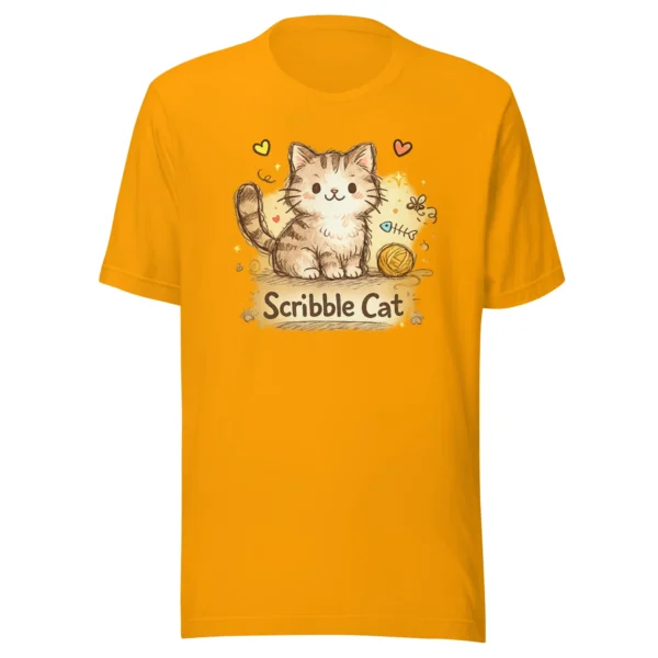 Scribble Cat T-Shirt – Artistic Hand-Drawn Cat Line Art Graphic Tee