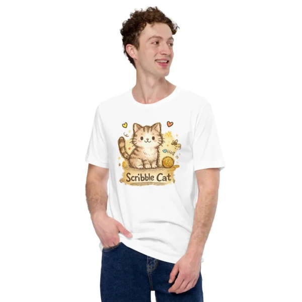 Scribble Cat T-Shirt – Artistic Hand-Drawn Cat Line Art Graphic Tee