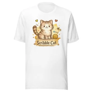 Scribble Cat T-Shirt – Artistic Hand-Drawn Cat Line Art Graphic Tee