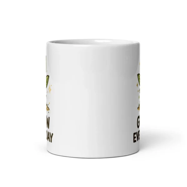 Grow Your Mind Motivational White Glossy Mug – Inspiring Coffee Cup