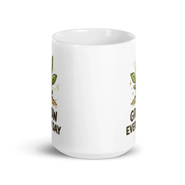 Grow Your Mind Motivational White Glossy Mug – Inspiring Coffee Cup