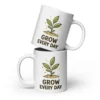 Grow Your Mind Motivational White Glossy Mug – Inspiring Coffee Cup