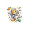 Astronaut cat kiss-cut vinyl sticker featuring cute orange tabby in spacesuit