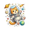 Astronaut cat kiss-cut vinyl sticker featuring cute orange tabby in spacesuit