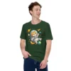 Astronaut cat t-shirt featuring a cute orange tabby in a spacesuit floating in space