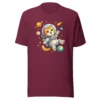 Astronaut cat t-shirt featuring a cute orange tabby in a spacesuit floating in space