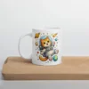 Astronaut Cat White Glossy Mug | Cute Space Cat Coffee Mug for Cat Lovers