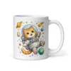 Astronaut Cat White Glossy Mug | Cute Space Cat Coffee Mug for Cat Lovers