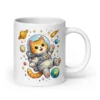 Astronaut Cat White Glossy Mug | Cute Space Cat Coffee Mug for Cat Lovers